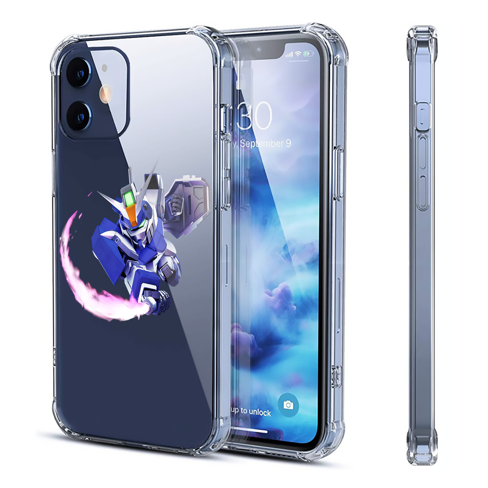 （画像用） 機動戦士ガンダム Mobile Suit Gundam 【iPhone 12シリーズ対応】透明スマホケース（クリアソフトケース）